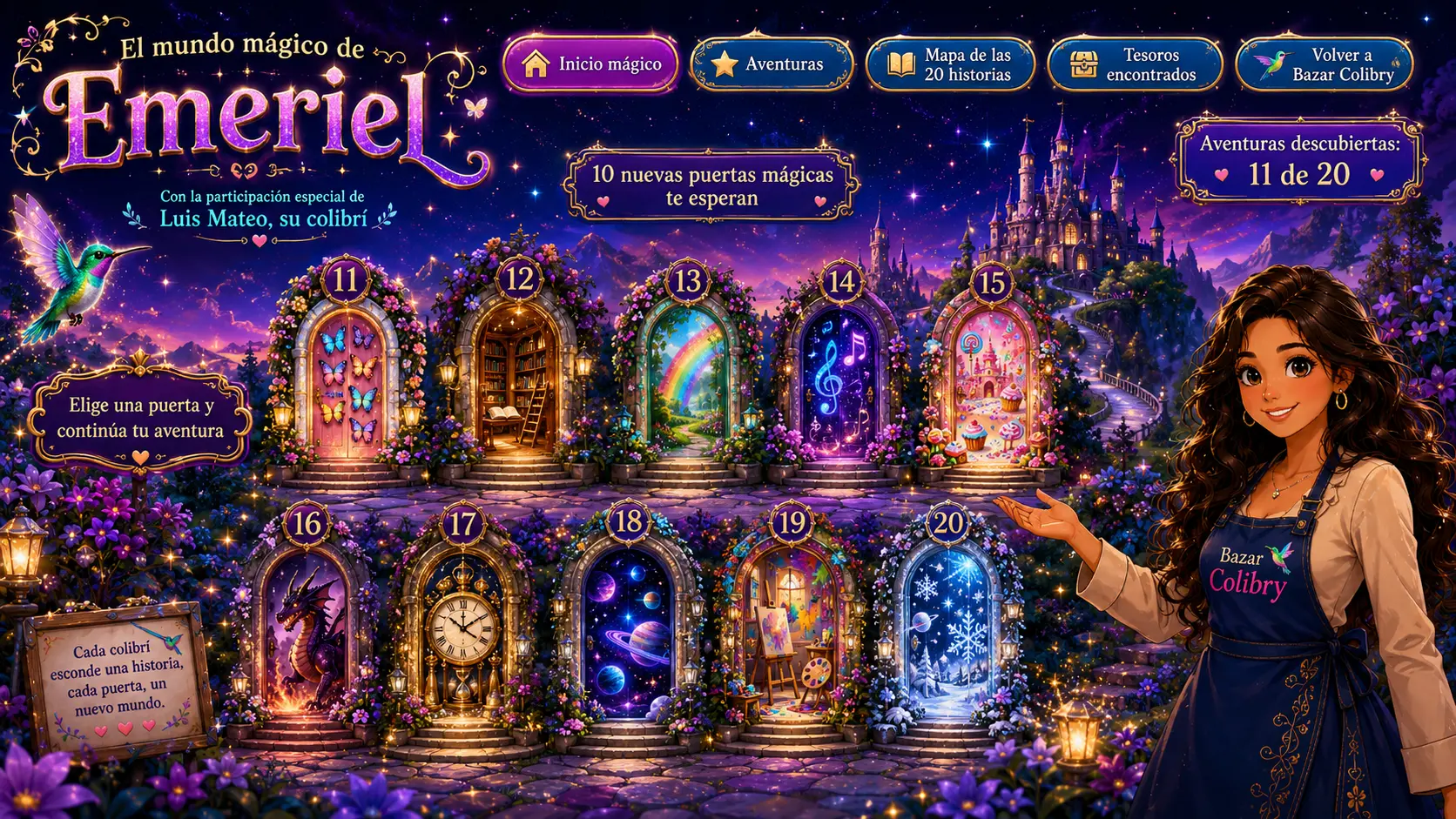 Mapa del mundo mágico de Emeriel con las puertas 11 a 20