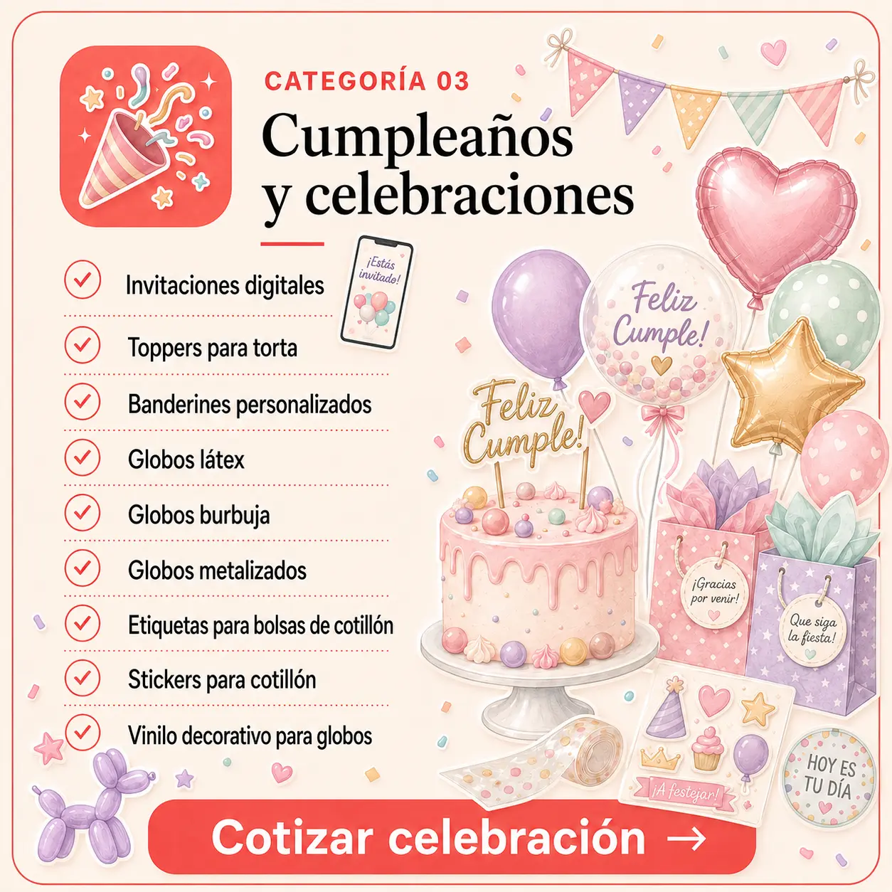 Categoría 03: Cumpleaños y celebraciones