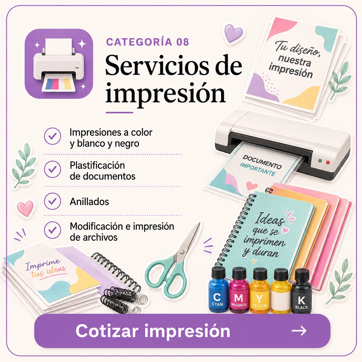 Categoría 08: Servicios de impresión