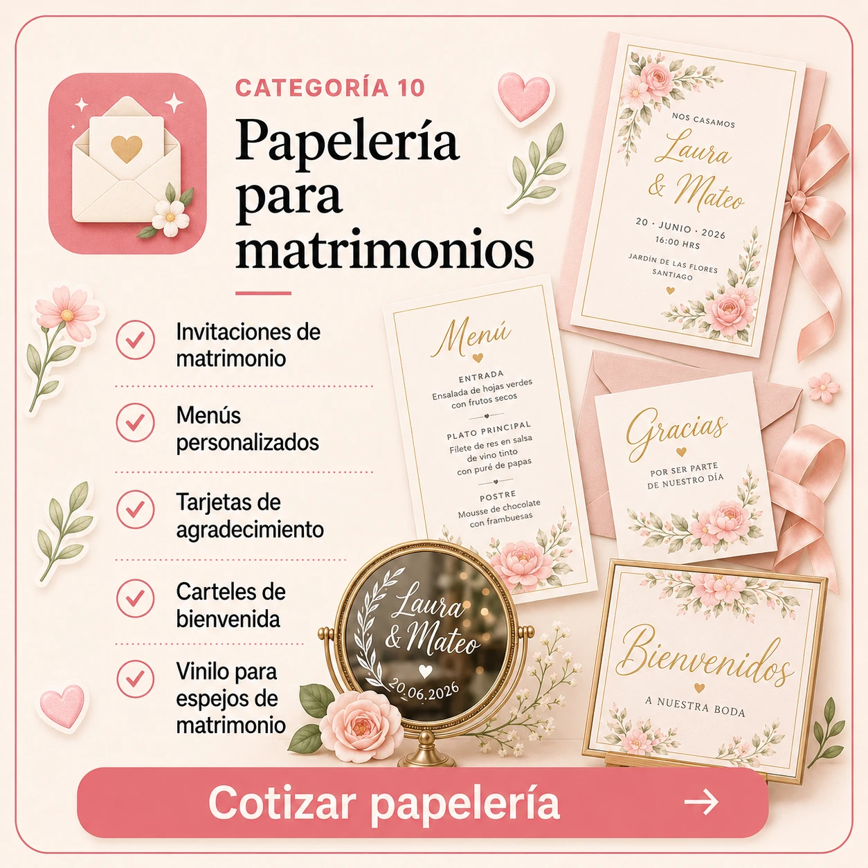 Categoría 10: Papelería para matrimonios
