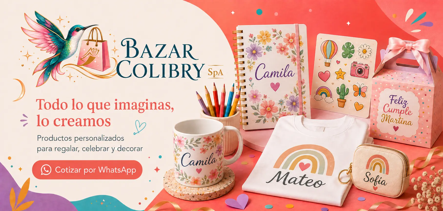 Portada de Bazar Colibry SPA con productos personalizados